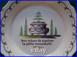 Antique French Revolution Faience Plate Count Mirabeu Support Monarchy 1790