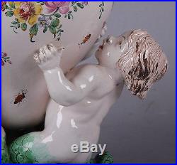 Antique French Samson Sceaux Majolica Faience Vase Putti Base