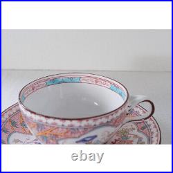 Antique French Sarreguemines Minton Cup & Saucer Bamboo with Morning Glory