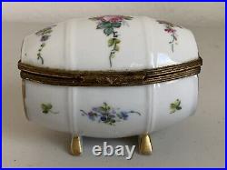 Antique French Sevres Porcelain Faience Dresser Snuff Box Moustiers Barrel Shape