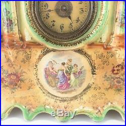 Antique French Strasburg Ware Faience Porcelaine Mantel Clock Majolica