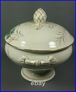 Antique French Wedding'A la Mariée' Hand Painted Faience Tureen Gift c1900