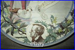 Antique French faience Sarreguemines plate, Lohengrin opera Richard Wagner