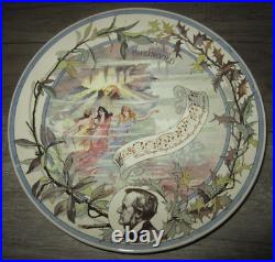 Antique French faience Sarreguemines plate, Rheingold opera Richard Wagner