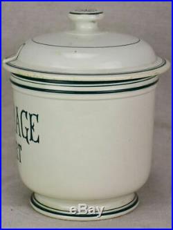 Antique French faience cheese pot with lid Fromage Forte 9¾