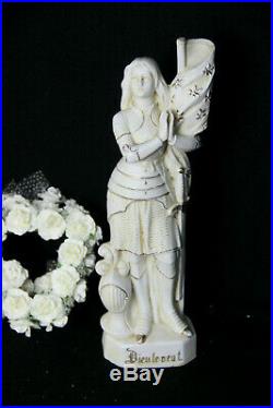 Antique French jeanne d'arc religious saint porcelain faience statue figurine