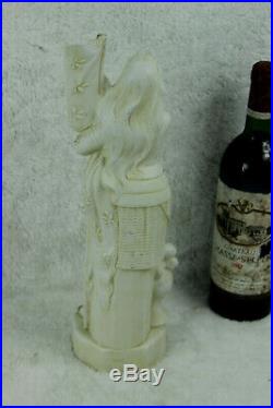 Antique French jeanne d'arc religious saint porcelain faience statue figurine