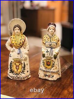 Antique French majolica faience Figural dinner bells