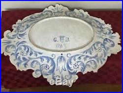 Antique French or Holland Faience Delft Blue & White Platter GB 1743 HUGE 26