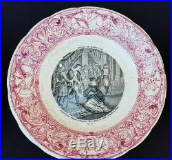 Antique French, suite of 10 plates, faience of Gien, History of Jeanne D'ARC