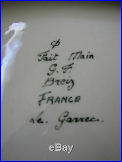 Antique Gabriel FOURMAINTRAUX French Faience Trivet DESVRES Style QUIMPER