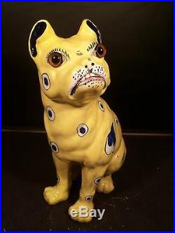 Antique Galle Faience Model Of A French Bulldog