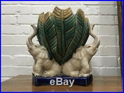 Antique Gien French Faience Majolica Pottery Elephant Chinese Qing Ming Ceramic