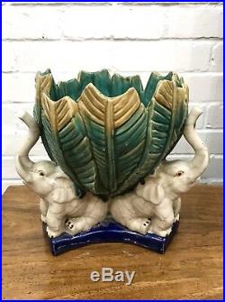 Antique Gien French Faience Majolica Pottery Elephant Chinese Qing Ming Ceramic