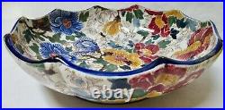 Antique Gien French Faience Mallows Bowl 10.75 Near Excellent Antique Condition