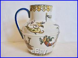Antique Gien French Faience Pitcher