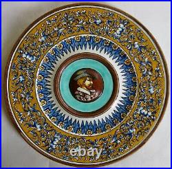 Antique Gien French Faience Portrait Wall Plate 11.5 Mint Condition