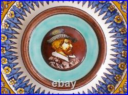 Antique Gien French Faience Portrait Wall Plate 11.5 Mint Condition