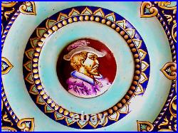 Antique Gien French Faience Portrait Wall Plate 11.5D Mint Condition