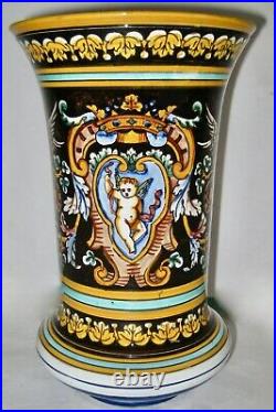 Antique Gien French Faience Vase 11 Near Excellent Antique Condition