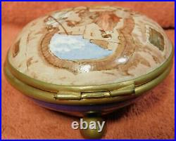 Antique Gilt Brass French Faience Ceramic Box Original Orientalist Painting Gien