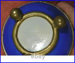 Antique Gilt Brass French Faience Ceramic Box Original Orientalist Painting Gien