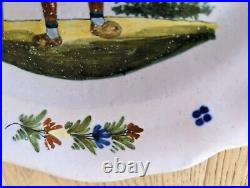 Antique HB Quimper French Faience Pottery Plate Breton Man Finely Painted 9.25