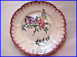 Antique Hand Painted Floral French Faience Plate by Henri Chaumeil c1890-1920