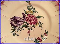 Antique Hand Painted Floral French Faience Plate by Henri Chaumeil c1890-1920