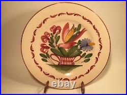 Antique Hand Painted French Colorful Bird & Flowers Plate