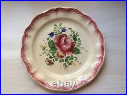 Antique Hand Painted French Faience Bouquet of Flowers Plate