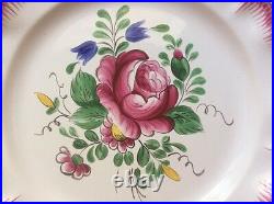 Antique Hand Painted French Faience Bouquet of Flowers Plate