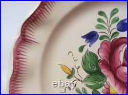 Antique Hand Painted French Faience Bouquet of Flowers Plate