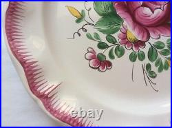 Antique Hand Painted French Faience Bouquet of Flowers Plate