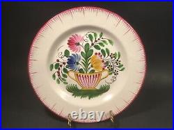 Antique Hand Painted French Faience Floral Basket Plate c. 1800's
