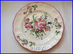 Antique Hand Painted French Faience Floral Plate