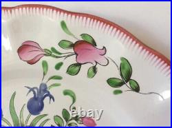 Antique Hand Painted French Faience Floral Plate