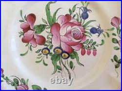 Antique Hand Painted French Faience Floral Plate
