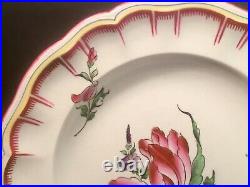 Antique Hand Painted French Faience Floral Plate c. 1890-1920