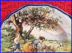 Antique Hand Painted French Faience Milk Maiden Plate c. 1800's