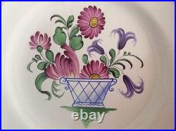 Antique Hand Painted French Faience Wall Plate c1890 Spring Florals in a Basket