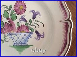 Antique Hand Painted French Faience Wall Plate c1890 Spring Florals in a Basket