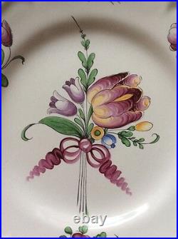 Antique Hand Painted French Floral Faience Wall Plate c1890