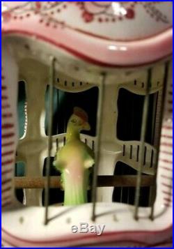 Antique Hand Painted Hanging French Faience Bird Cage Excellent Condition