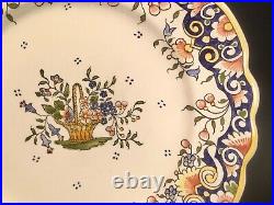 Antique Hand Painted Rouen French Faience Wall Platter