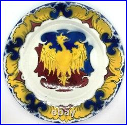 Antique Harry Potter Looking French Faience Plate with Dragon / Eagle Luneville