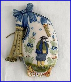 Antique Henriot HR Quimper French Faience Pottery wall pocket bagpipe Man