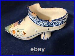 Antique Henriot Quimper French Faience Pottery Shoe