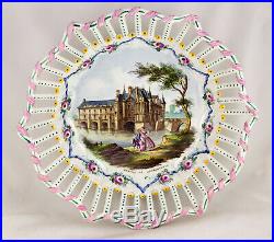 Antique LILLE 1767 FRENCH FAIENCE CIRCULAR LATTICE BOWL Signed Centerpiece