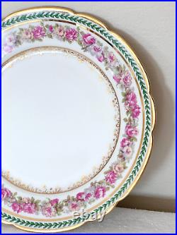 Antique LIMOGES France Haviland Pink Roses Scalloped Plates Set OF 6